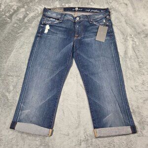 7 For All Mankind Jeans Womens 26 Blue Cropped Josefina Skinny Boyfriend NEW